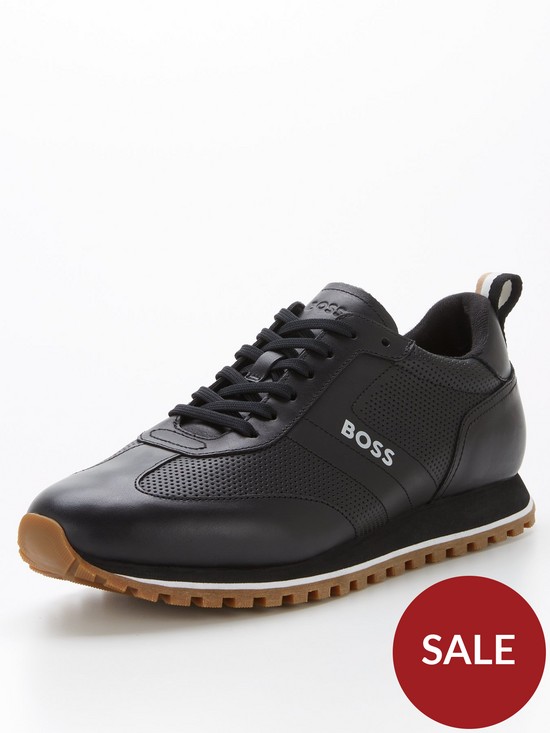 stillFront image of boss-parkour-leather-runner-trainers-black