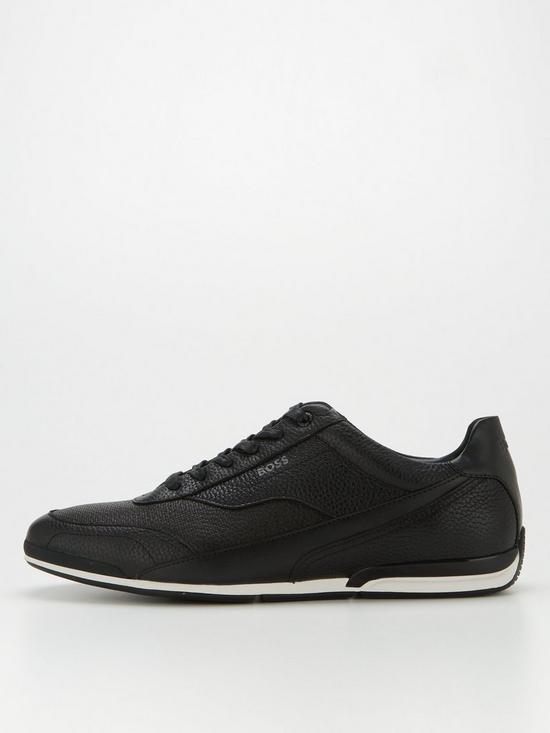 front image of boss-saturn-leather-trainers-black