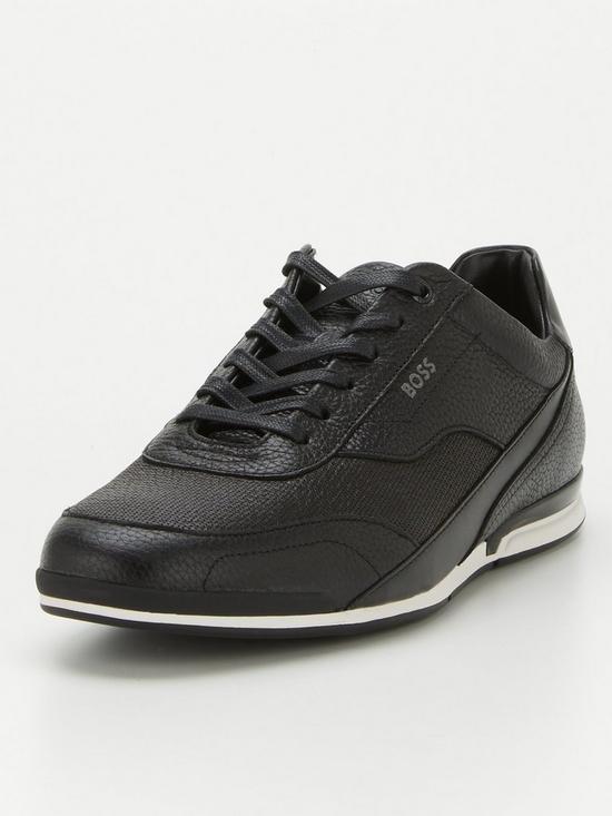 stillFront image of boss-saturn-leather-trainers-black
