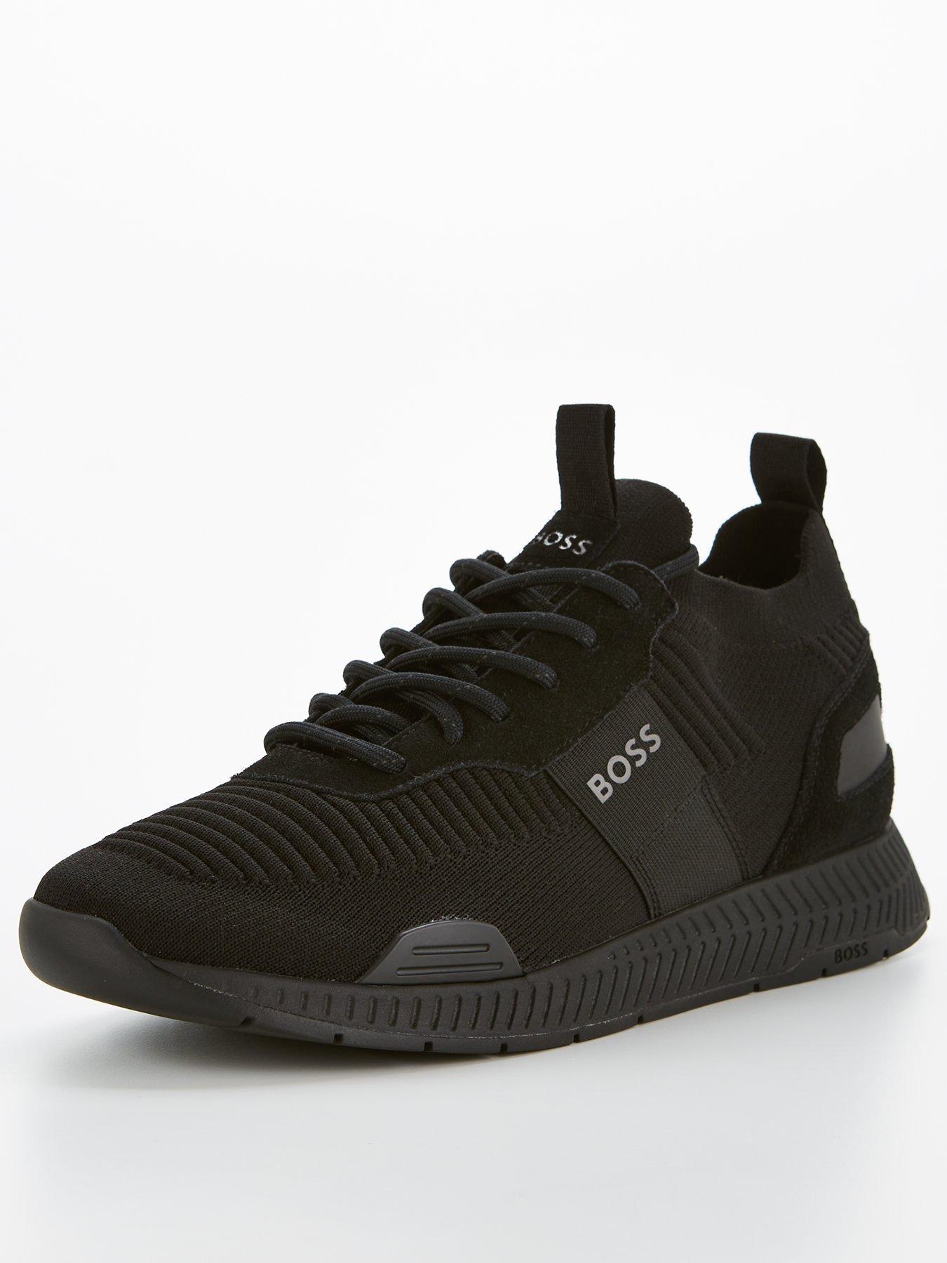 Black knit runner trainers online