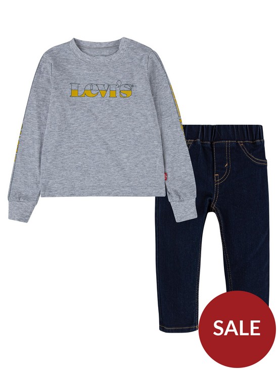 front image of levis-baby-boys-long-sleeve-tee-jeans-set-grey