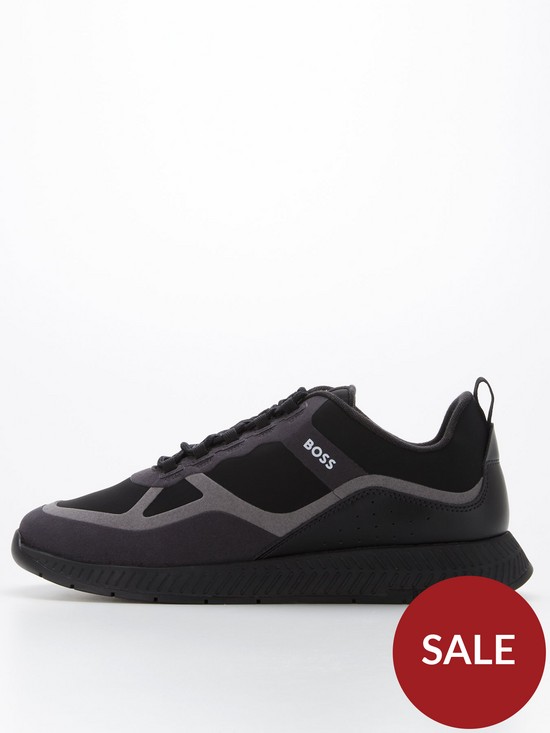 front image of boss-titanium-lymx-runner-trainers-black