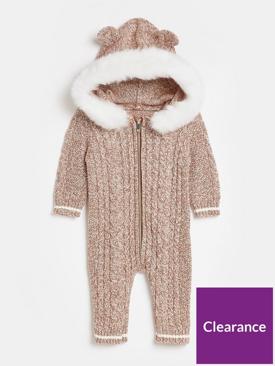 front image of river-island-baby-baby-cable-knit-zip-through-bodysuit--nbspbrown
