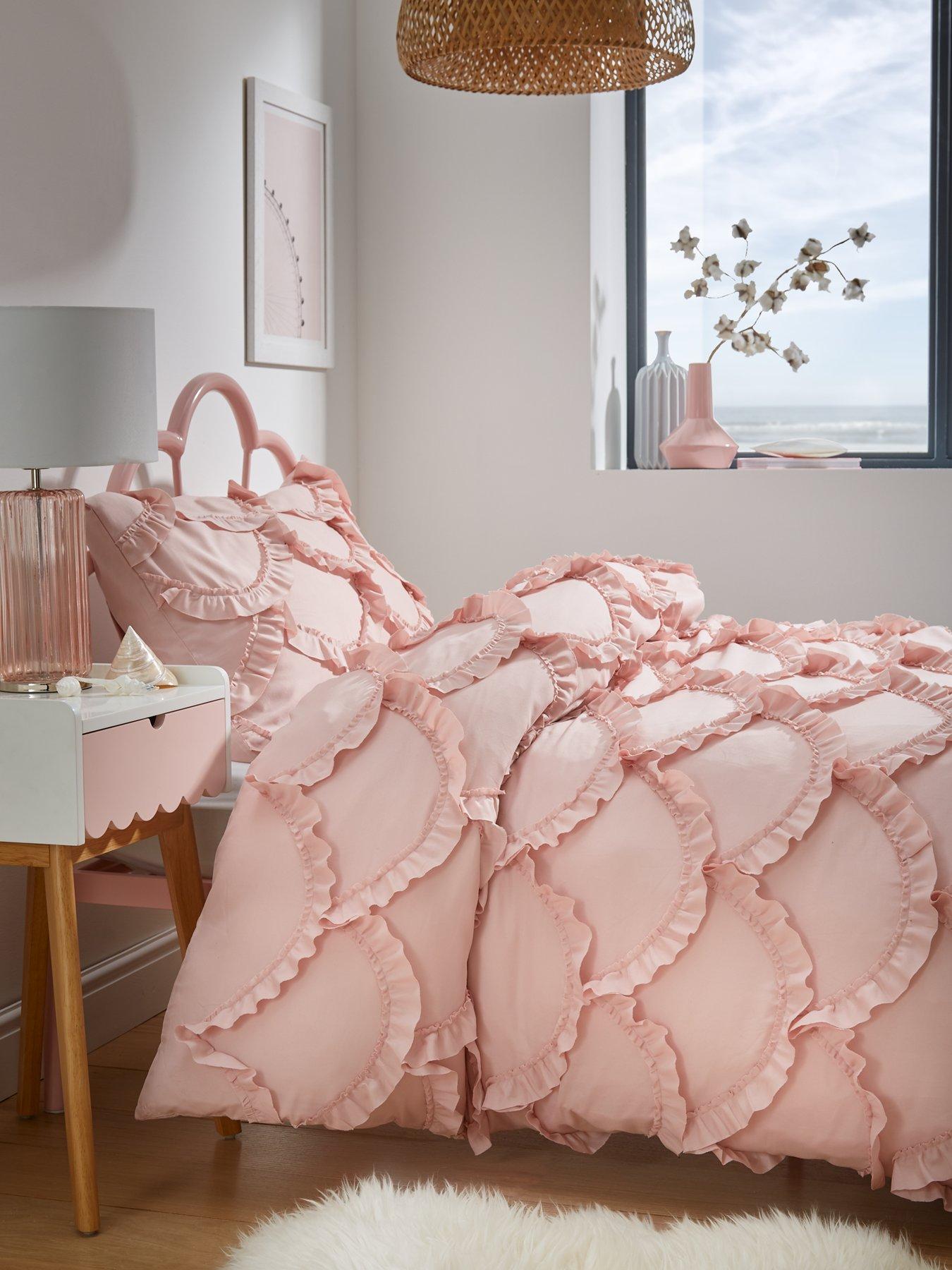 The Very Collection Scallop Edge Single Duvet Cover Set - Blush