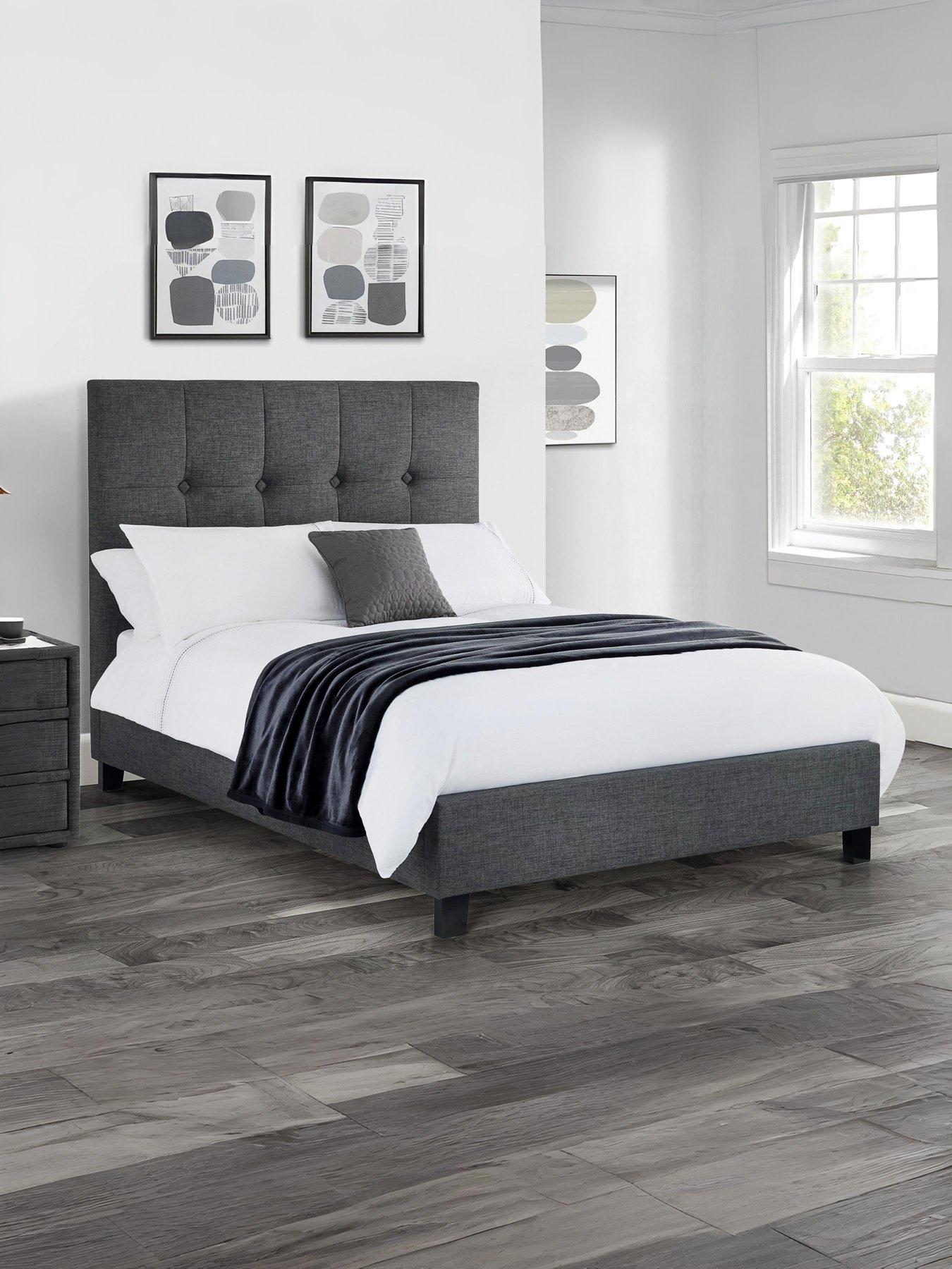 undefined Sorrento High Headboard Bed - Slate Linen