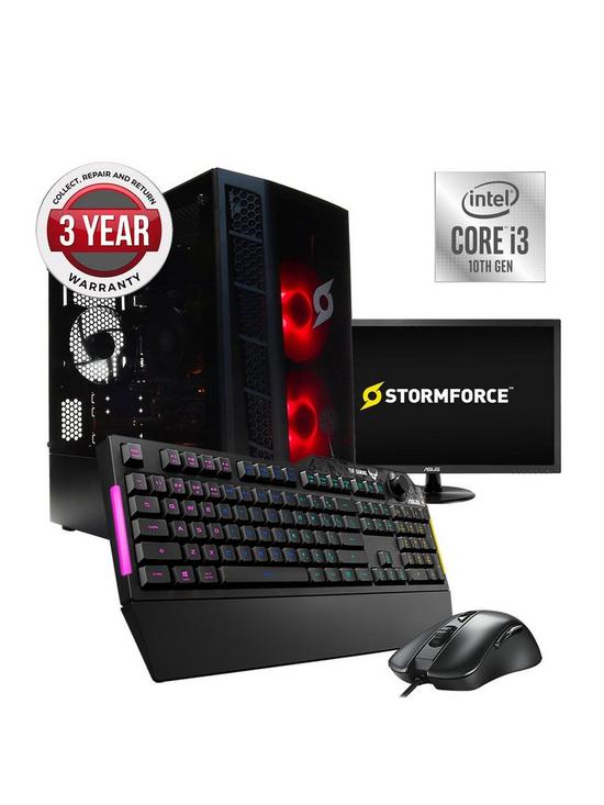 stillFront image of stormforce-i3-10100f-gaming-pc-intel-i3-gtx-1650-8gb-ram-240gb-ssd-1tb-hdd-24in-monitor-keyboard-amp-mouse