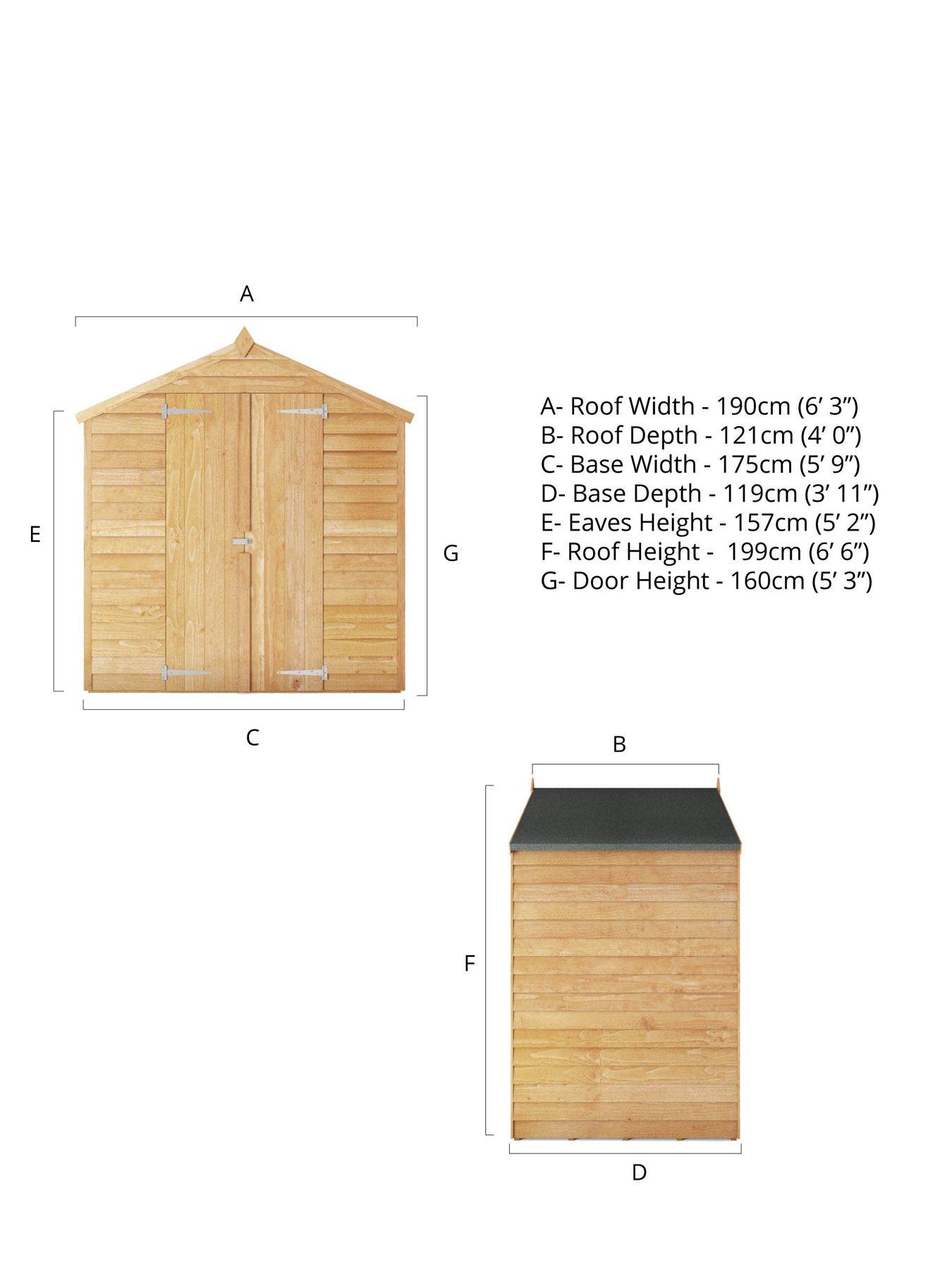 Image 5 of 6 of MERCIA 4 x 6 ft Overlap Apex Windowless Shed with Double Doors