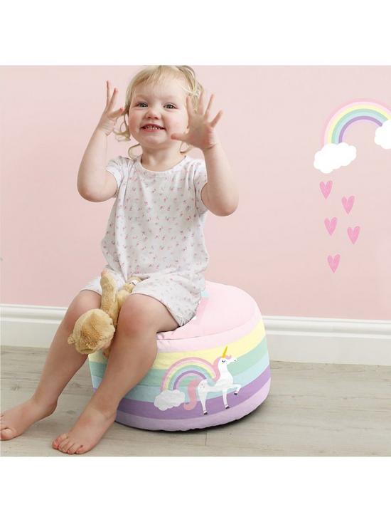 stillFront image of rucomfy-unicorn-childrens-footstool