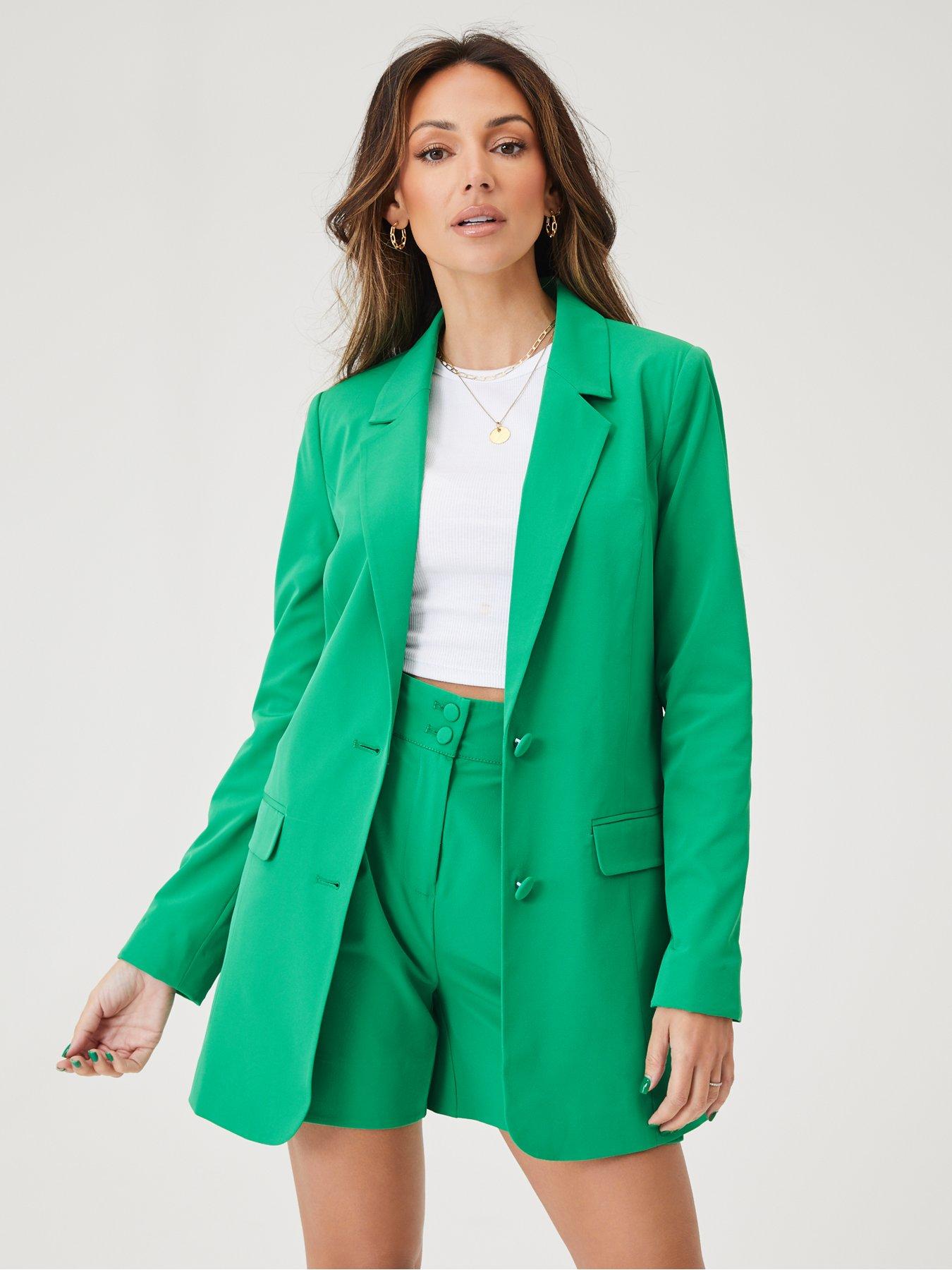 Michelle Keegan Single Breasted Blazer Co-ord - Green | littlewoods.com