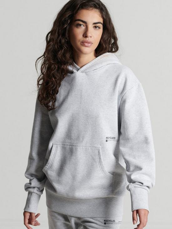 front image of superdry-studios-100-recycled-hoodie-grey