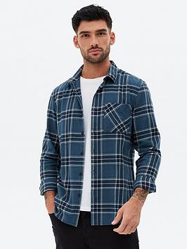 new-look-blue-check-long-sleeve-pocket-front-collared-shirt