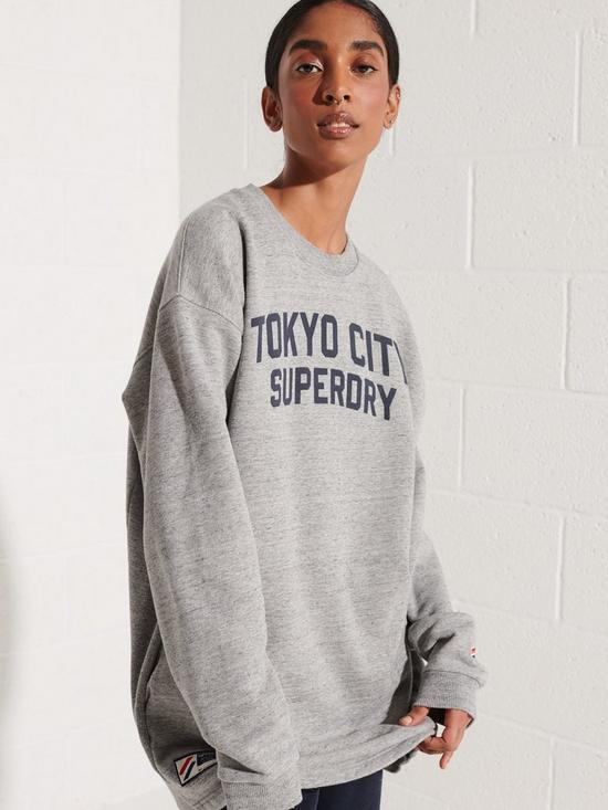 front image of superdry-city-college-crew-neck-sweat-grey