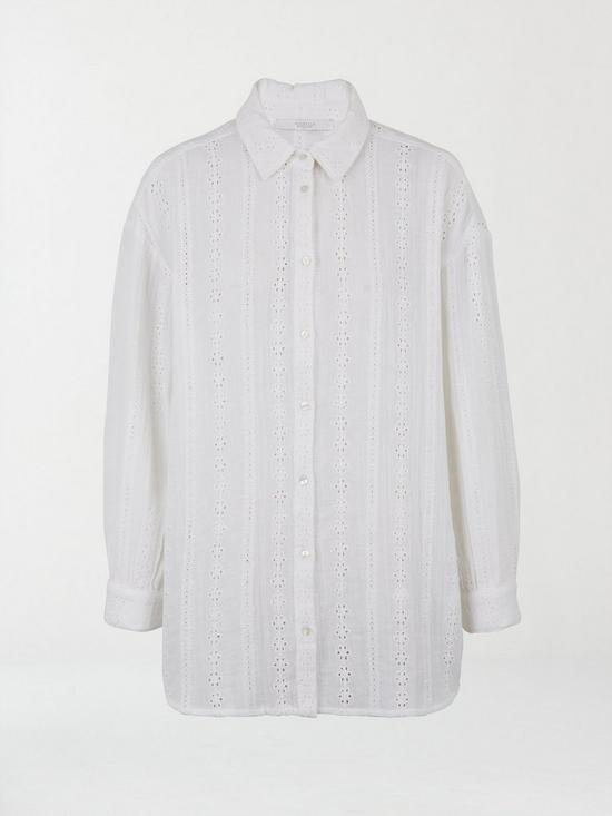 stillFront image of michelle-keegan-broderie-shirt-white