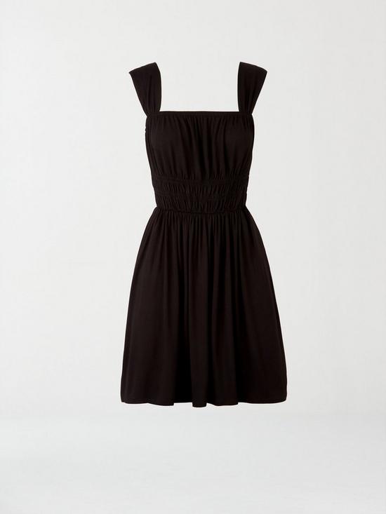 stillFront image of michelle-keegan-elastic-channel-jersey-mini-dress-black