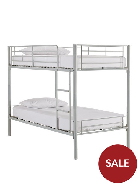 very-home-domino-metal-bunk-bed-frame-with-mattress-options-ladder-and-guard-rail-on-top-bunk
