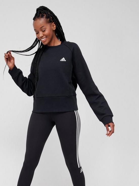 front image of adidas-studio-yoga-sweat-top-black
