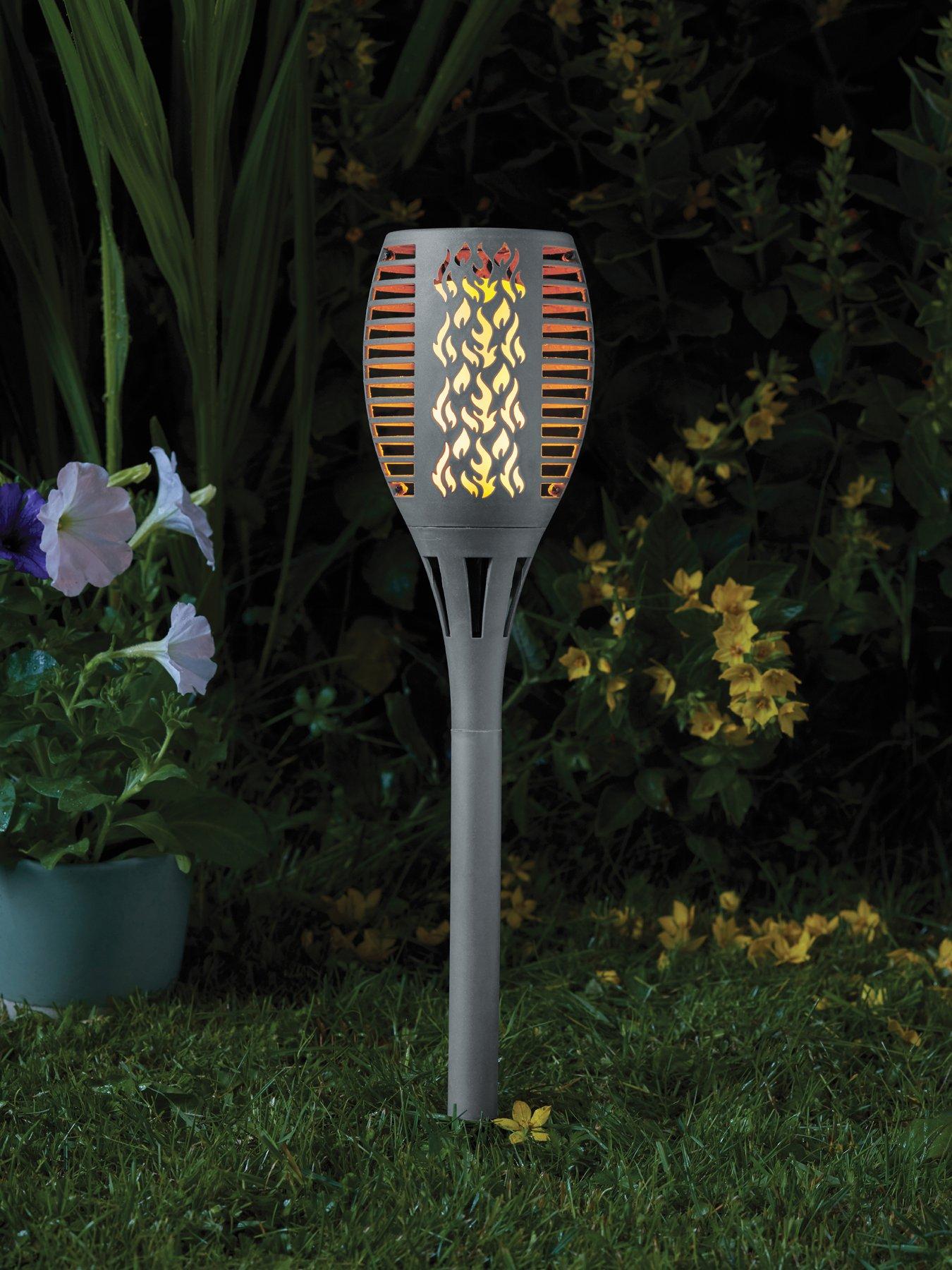 undefined Compact Flaming Solar Torch Slate - 2-Pack