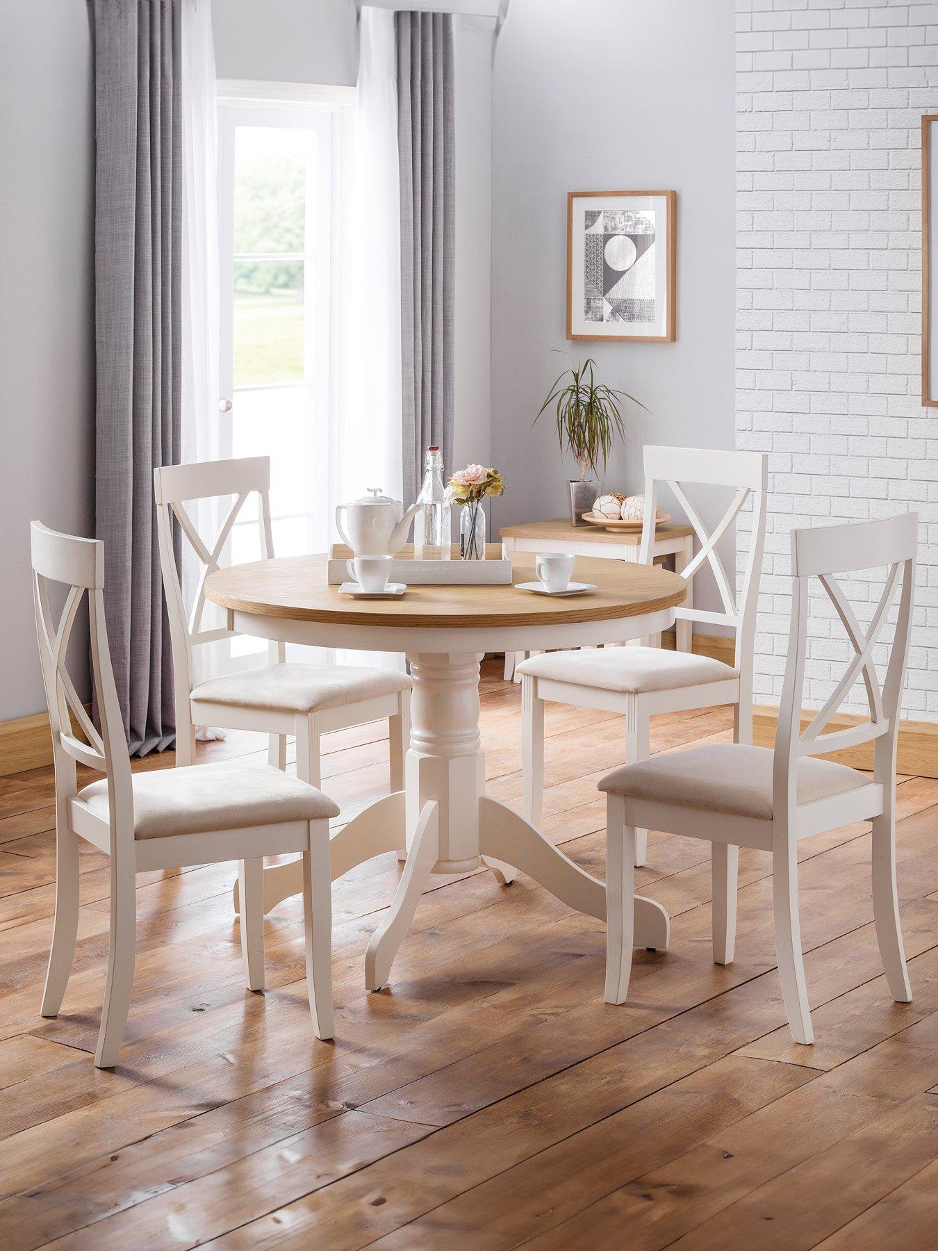 Julian Bowen Davenport 106 cm Round Pedestal Table - Ivory/Oak