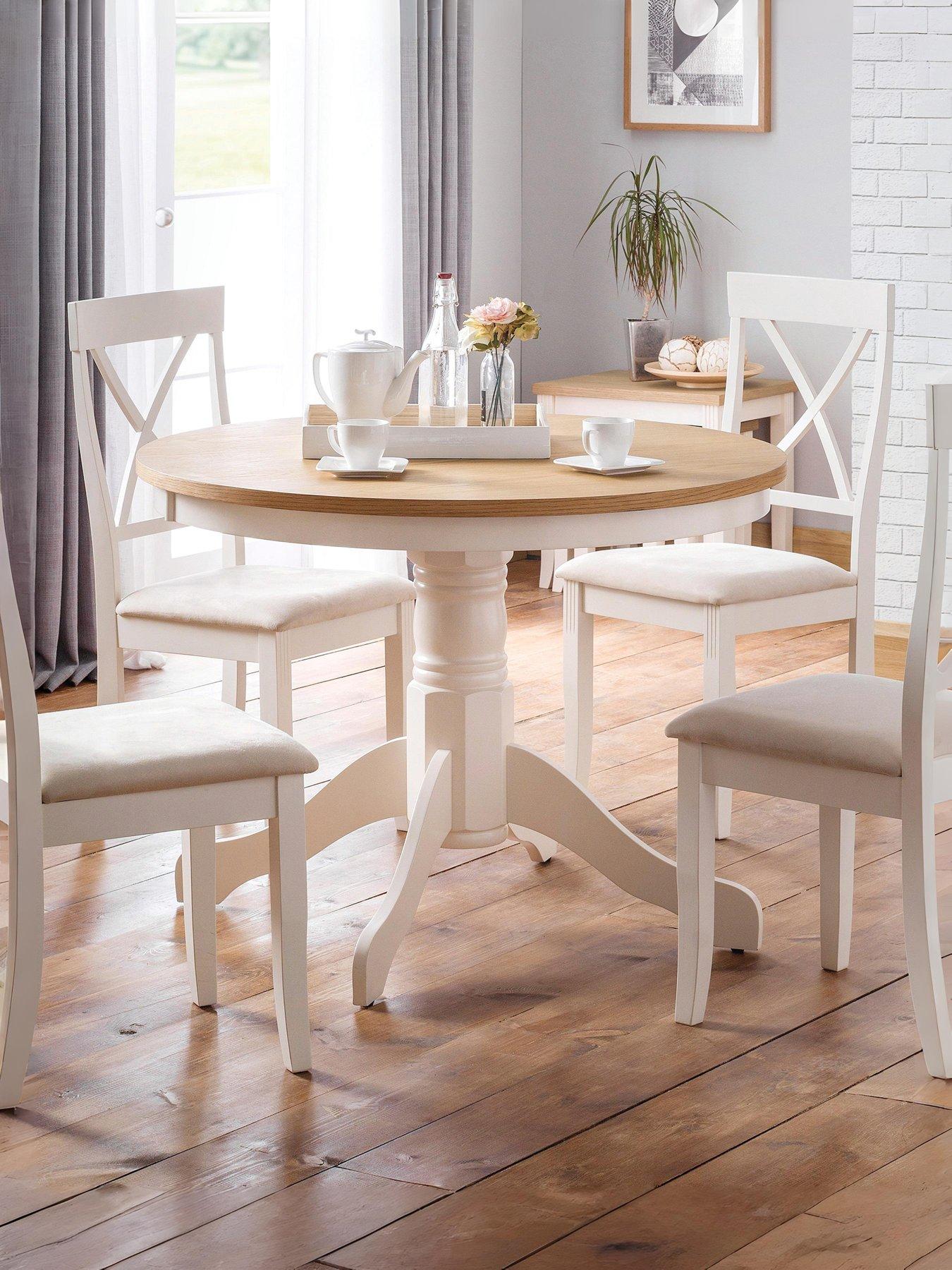 Image 1 of 3 of Julian Bowen Davenport 106 cm Round Pedestal Table - Ivory/Oak