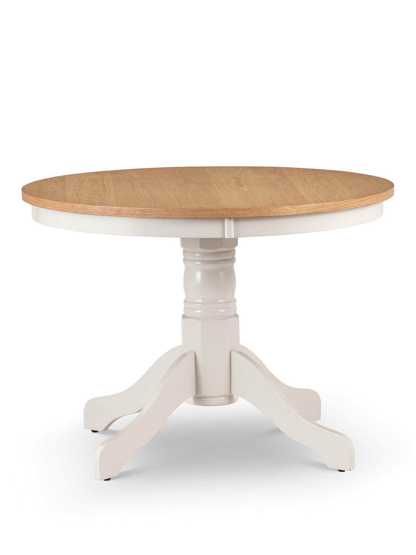 Image 2 of 3 of Julian Bowen Davenport 106 cm Round Pedestal Table - Ivory/Oak