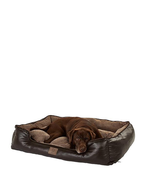 Bunty Tuscan Faux Leather Pet Bed Brown, Leather Dog Bed Cover