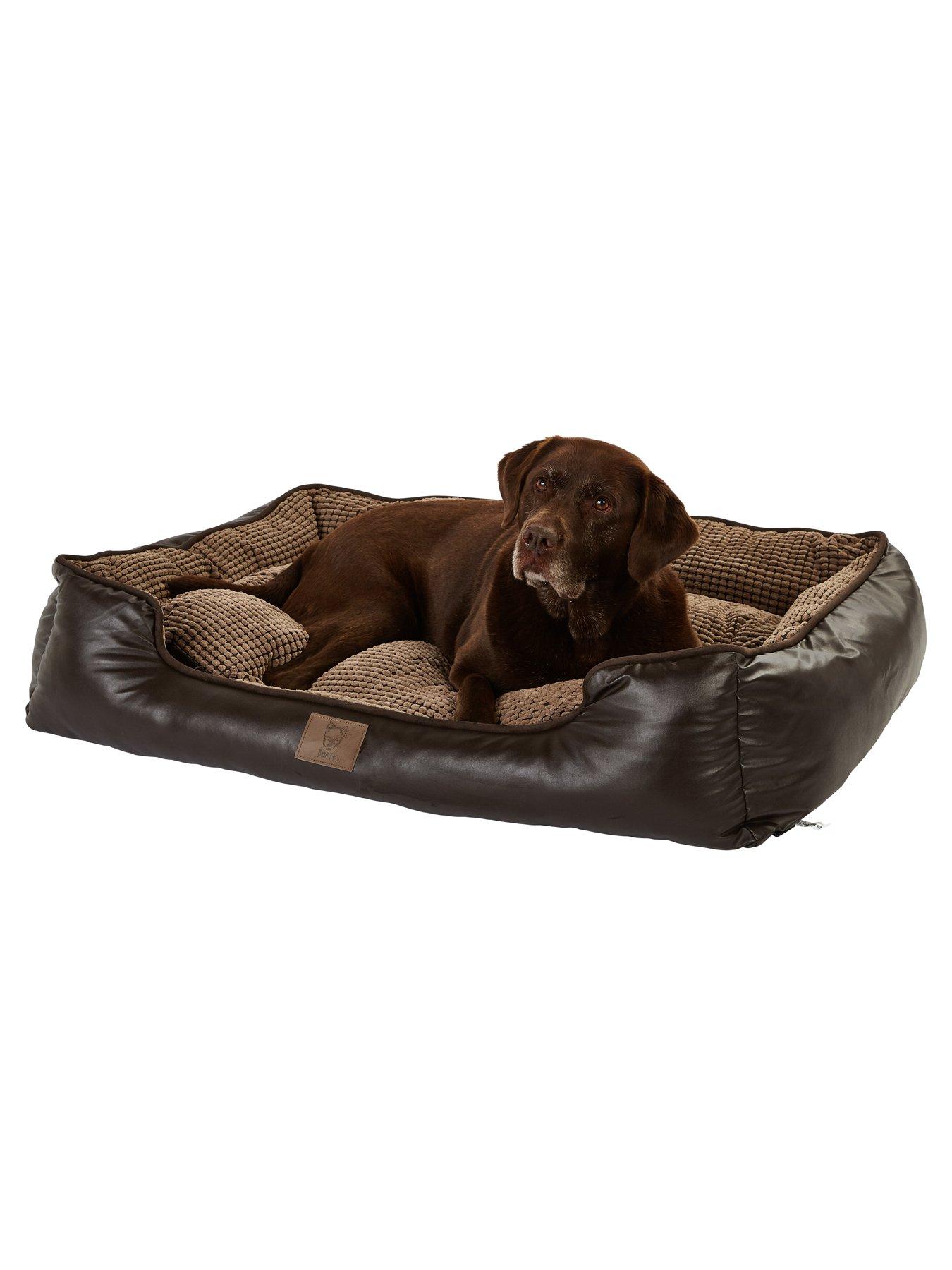  image of bunty-tuscan-faux-leather-pet-bed-brown