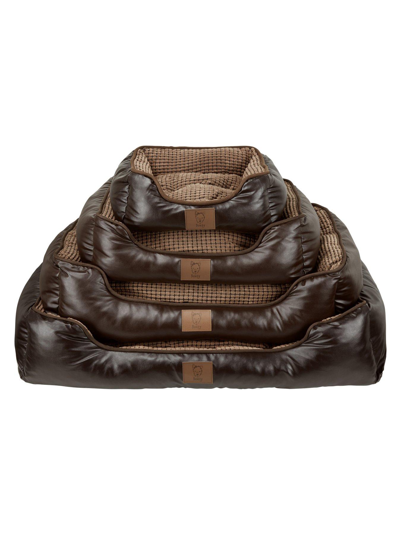  image of bunty-tuscan-faux-leather-pet-bed-brown