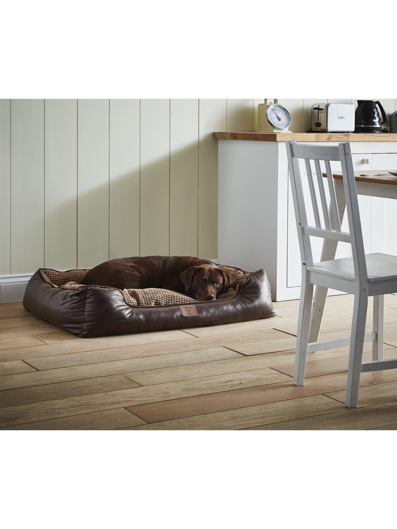  image of bunty-tuscan-faux-leather-pet-bed-brown