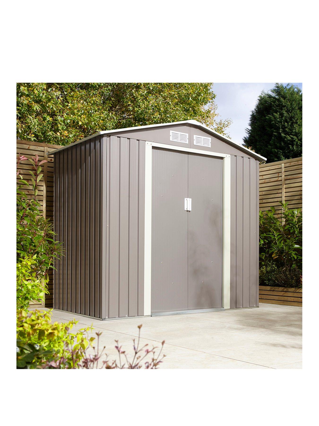 undefined Trentvale 6 x 4ft Metal Apex Shed - Light Grey