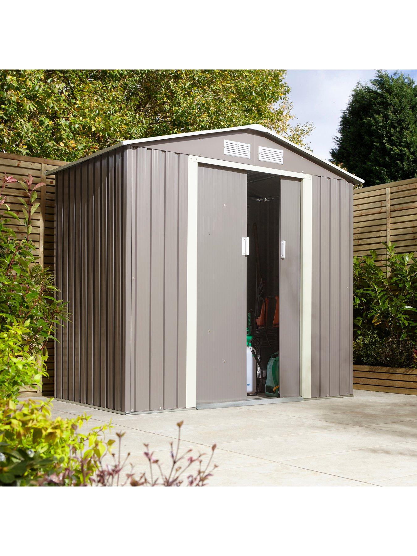Image 2 of 6 of Rowlinson Trentvale 6 x&nbsp;4ft Metal Apex Shed - Light Grey