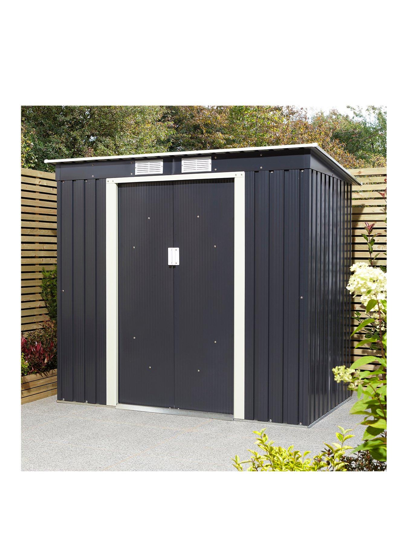 rowlinson-trentvale-6x4-metal-pent-shed-dark-grey