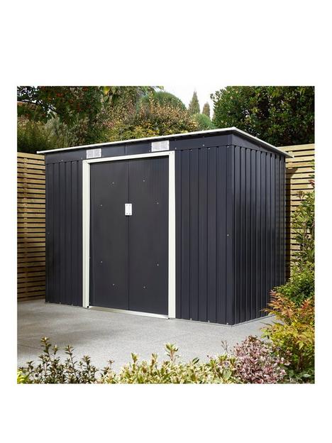 rowlinson-trentvale-8x4-metal-pent-shed-dark-grey