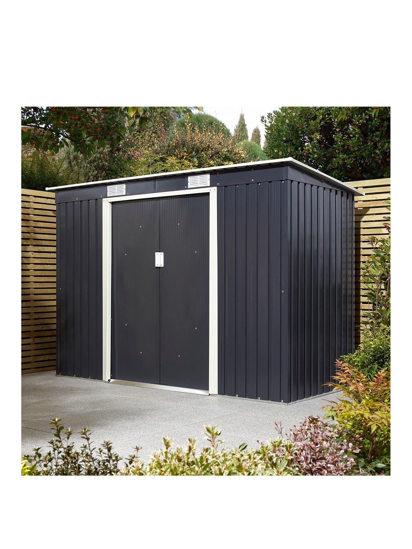 undefined Trentvale 8x 4ft Metal Pent Shed - Dark Grey