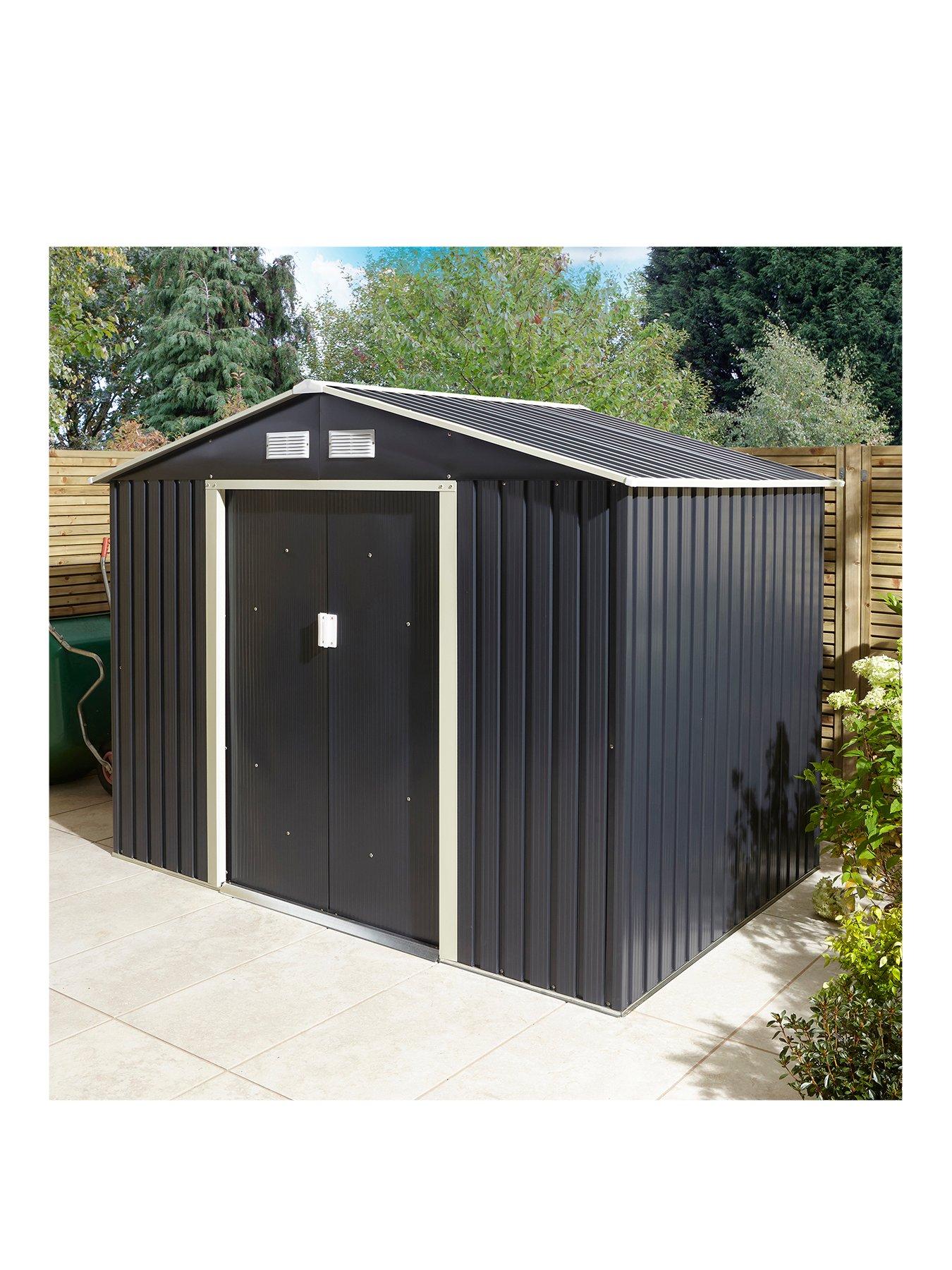 Image 1 of 6 of Rowlinson Trentvale 8 x 6ft Metal Apex Shed - Dark Grey