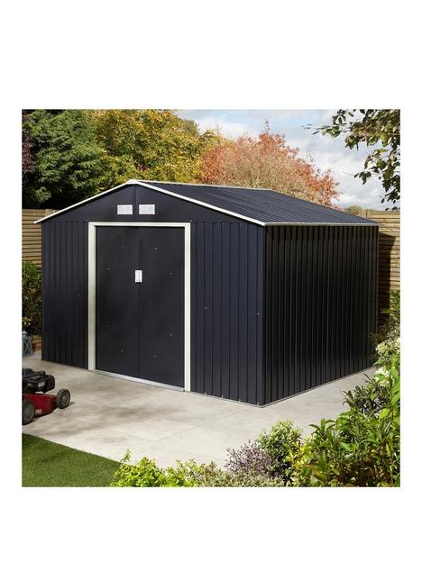 rowlinson-trentvale-10x8-metal-apex-shed-dark-grey