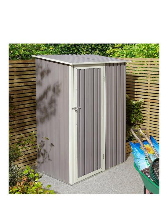 front image of rowlinson-trentvale-5x3-metal-pent-shed-light-grey