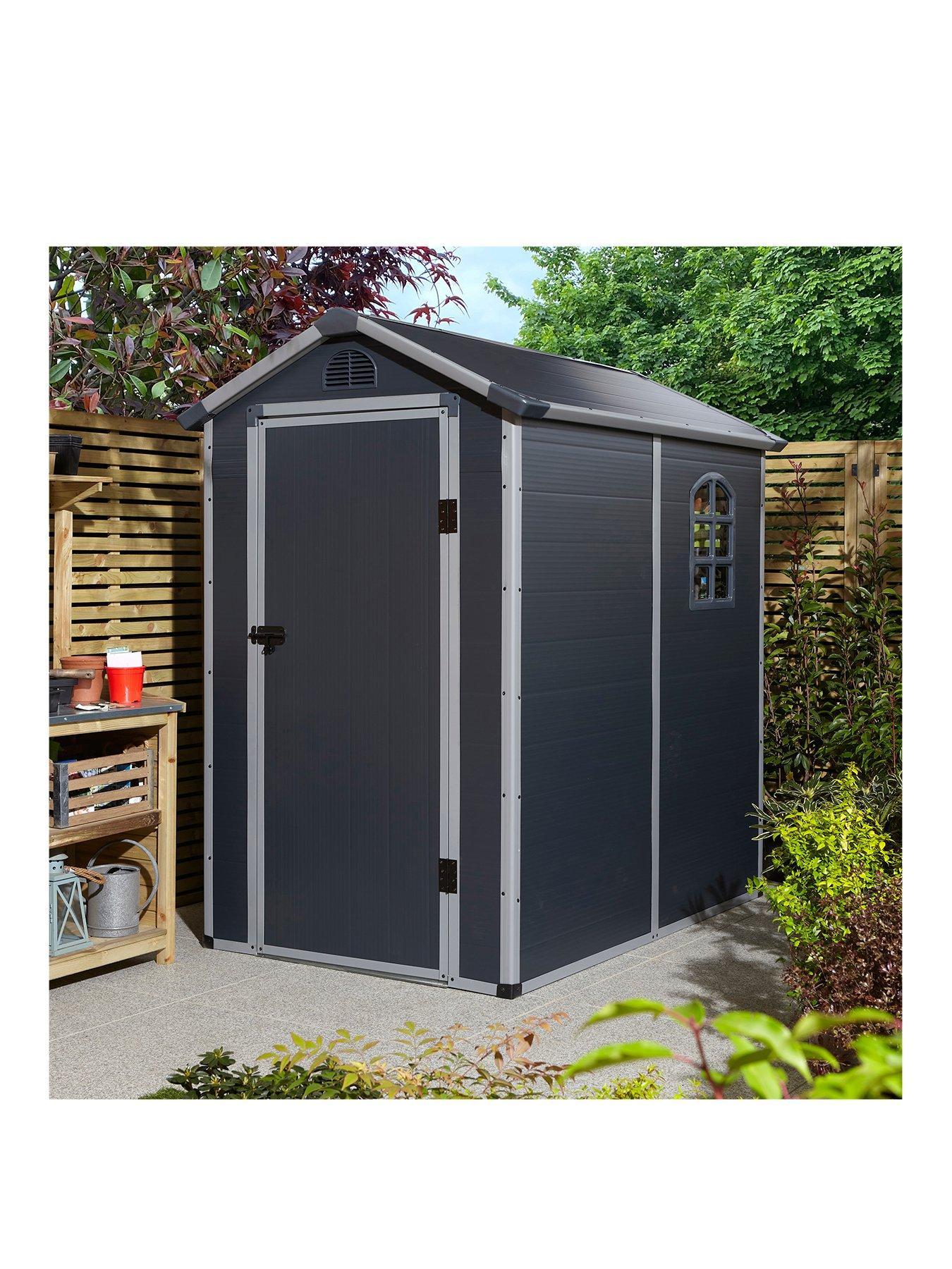 undefined Airevale 4 x 6ft Apex Plastic Shed - Dark Grey