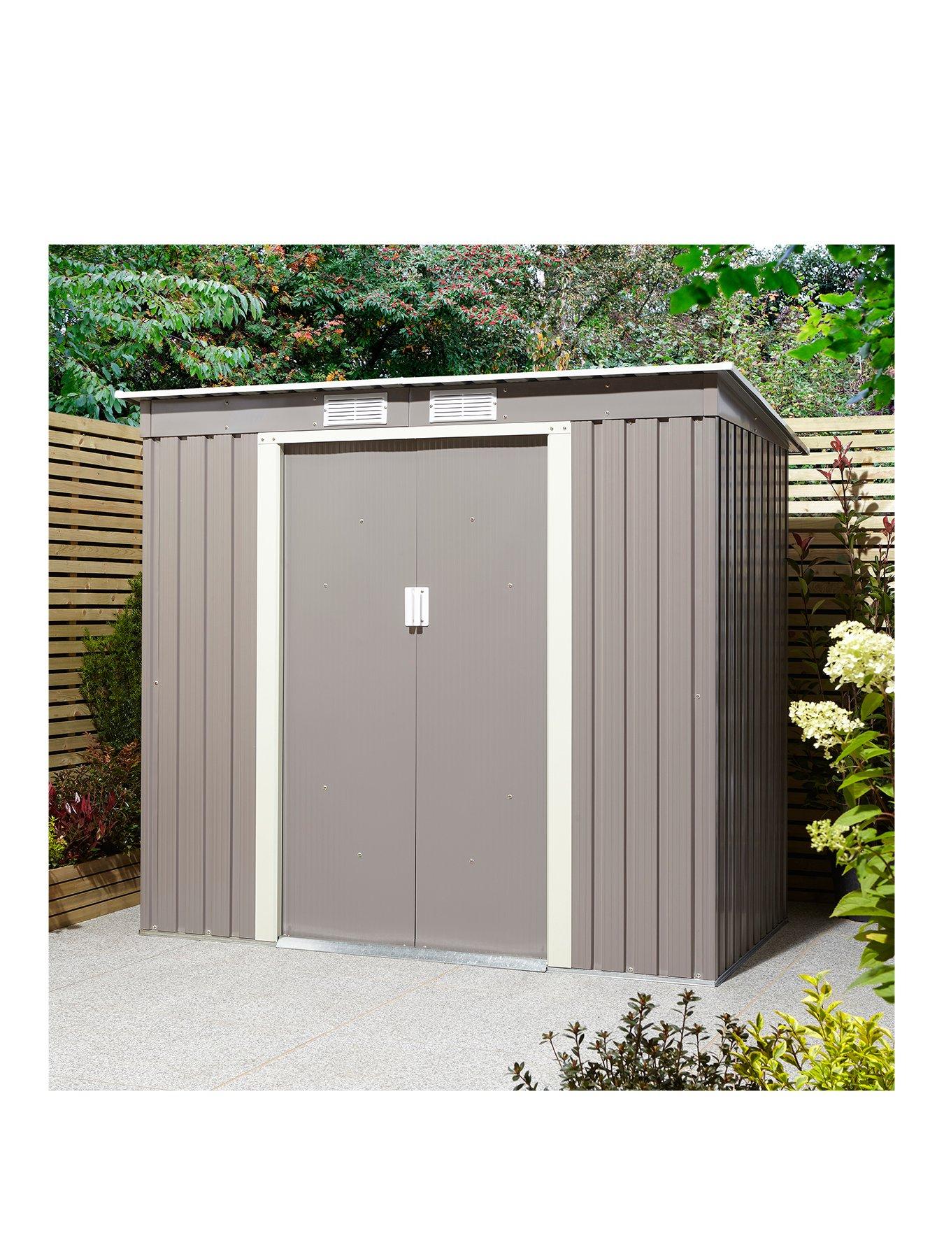 undefined Trentvale 6 x 4ft Metal Pent Garden Shed - Light Grey