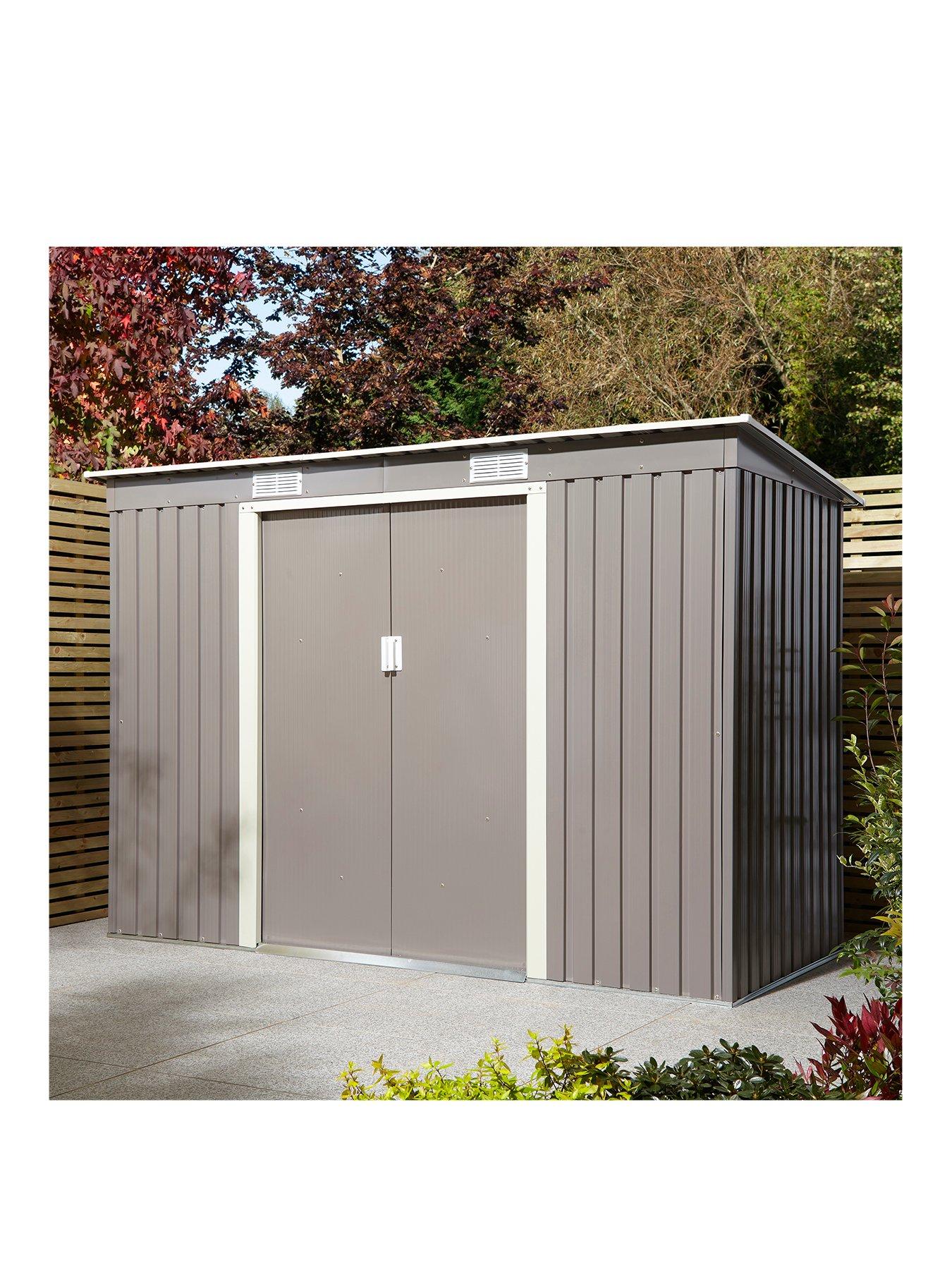 undefined Trentvale 8 X 4ft Metal Pent Shed - Light Grey