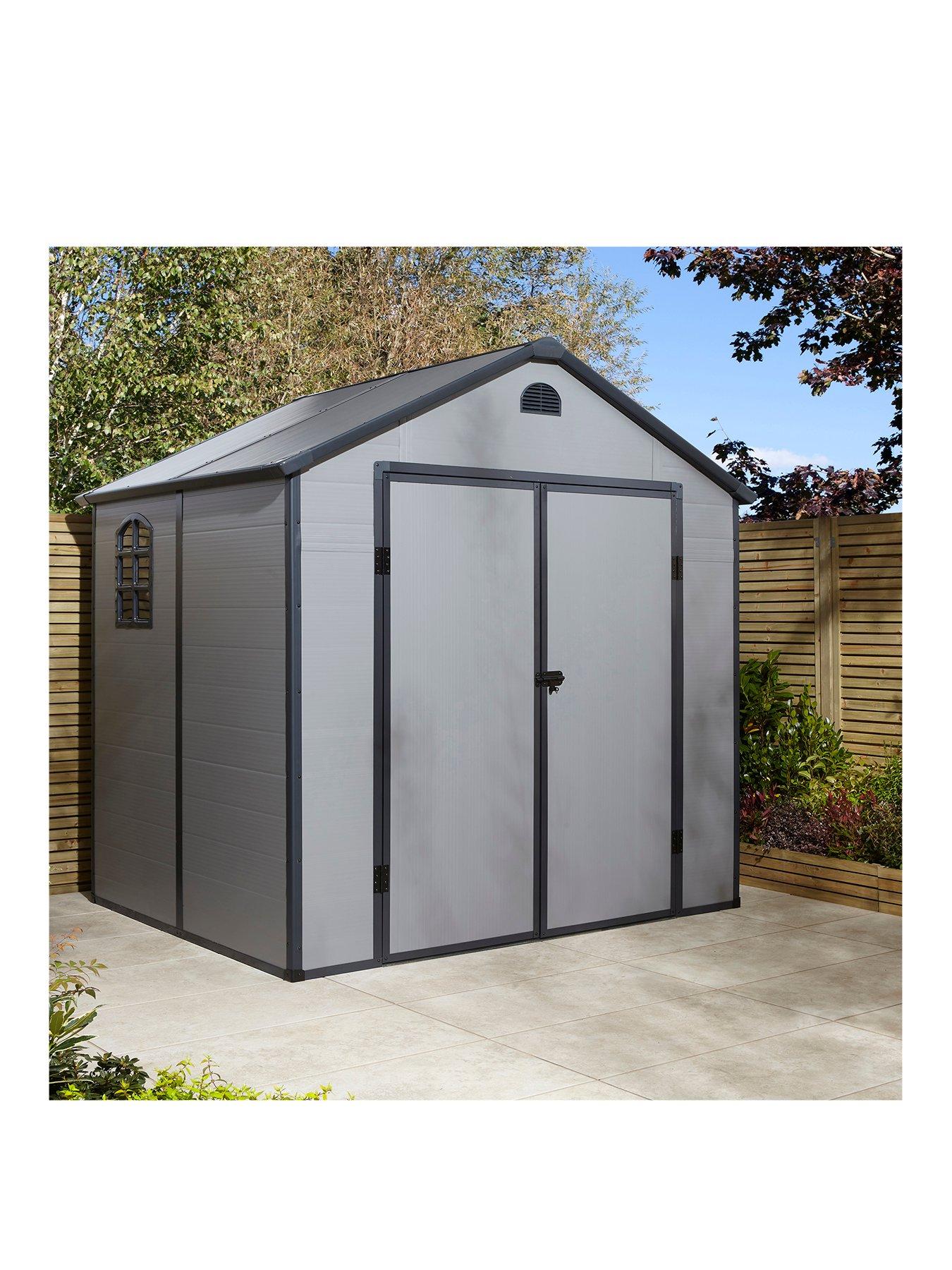undefined Airevale 8x6 ft Apex Plastic Shed - Light Grey