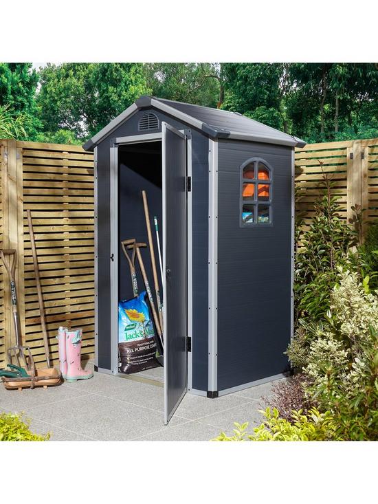 stillFront image of rowlinson-airevale-4-x-3ft-apex-plastic-shed-dark-grey