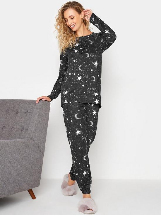 front image of long-tall-sally-night-sky-co-ord-lounge-set-black