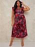  image of chi-chi-london-curve-curvenbspruffle-floral-print-midi-dress-berry