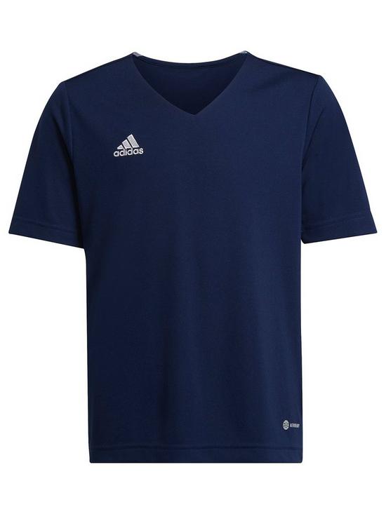 front image of adidas-youth-entrada-22-training-tee-navy