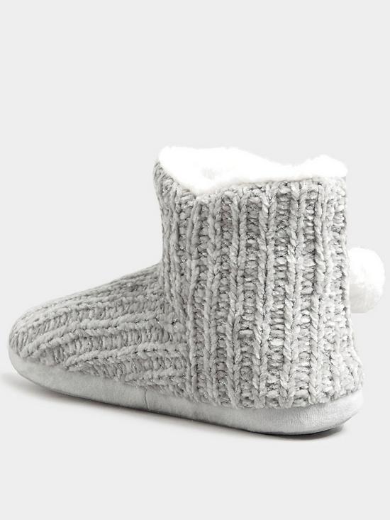 stillFront image of yours-chenille-bootie-pom-poms-grey