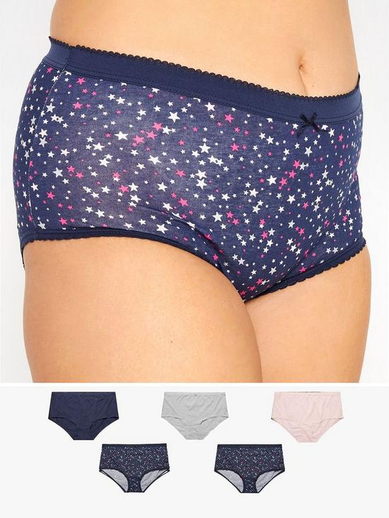 front image of yours-5-pack-sparkle-star-full-briefs-multi