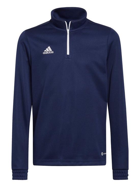 front image of adidas-youth-entrada-22-training-12-zip-top-navy