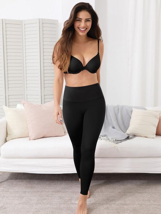 front image of maidenform-perfect-fit-leggings-black
