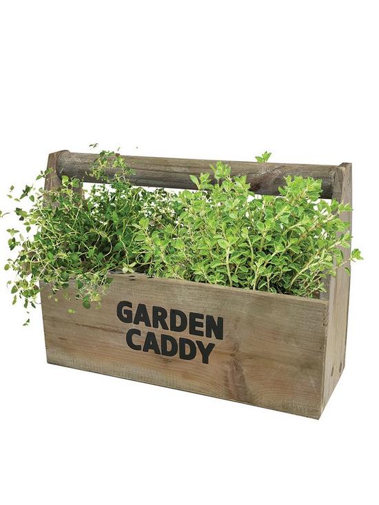 front image of you-garden-wooden-garden-herb-caddy