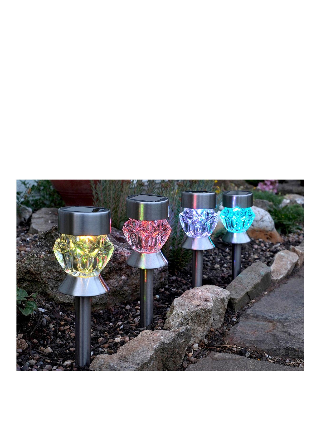 undefined Crystal Stainless Steel Solar Stake Light 4 Pack